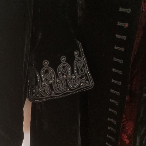 J. Peterman Co full length lined blk Velvet Opera embroidered coat NEW sz 4 Goth - Picture 5 of 16